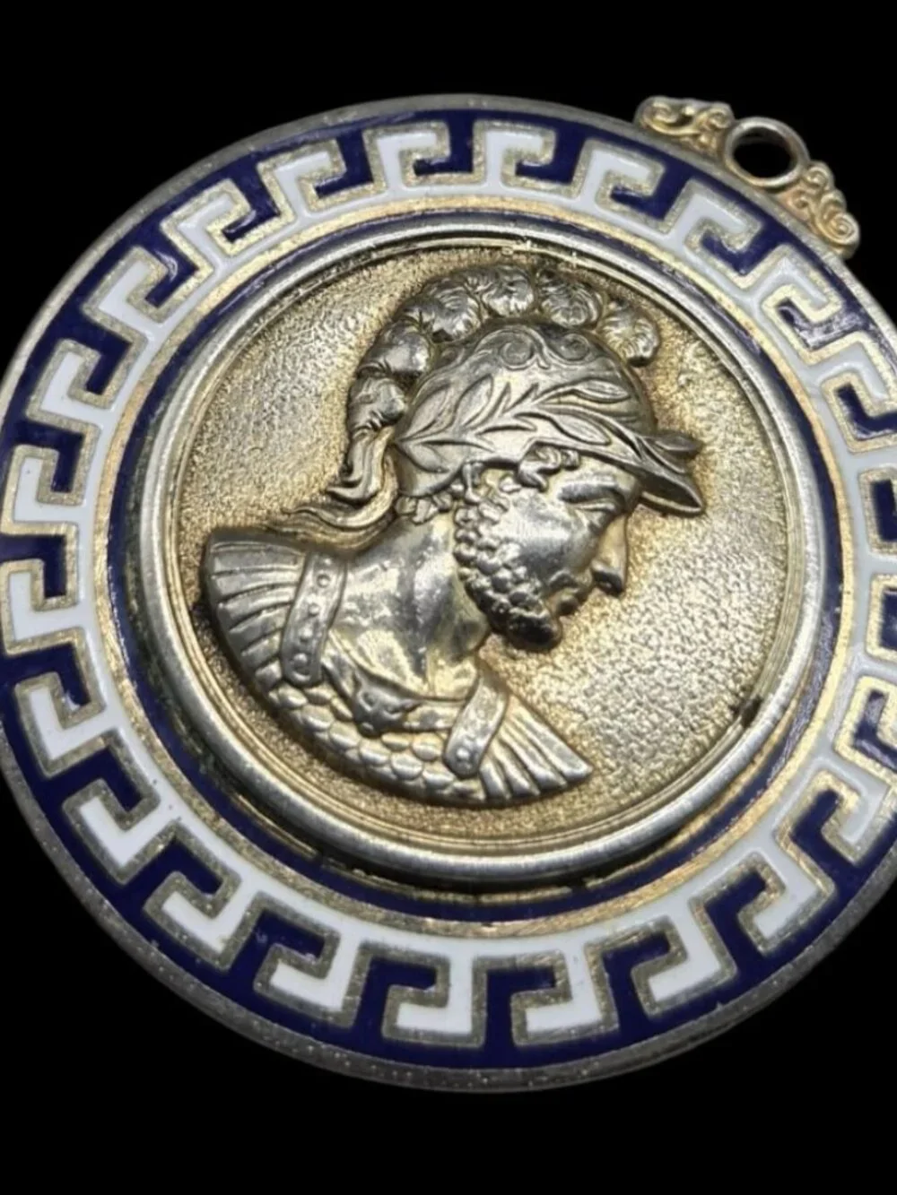 VTG Greek Revival Warrior Medallion Pendant Centurion Warrior Soldier Cameo